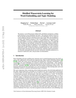 Distilled Wasserstein Learning for Word Embedding and Topic Modeling