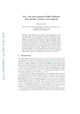 Pre- and post-quantum Diffie-Hellman from groups, actions, and isogenies