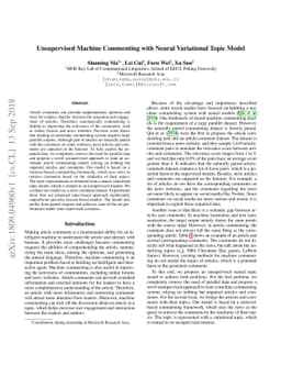 Unsupervised Machine Commenting with Neural Variational Topic Model