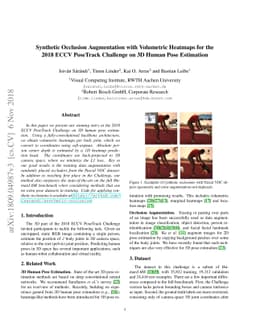 Synthetic Occlusion Augmentation with Volumetric Heatmaps for the 2018
  ECCV PoseTrack Challenge on 3D Human Pose Estimation