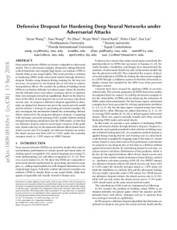Defensive Dropout for Hardening Deep Neural Networks under Adversarial
  Attacks