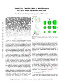 Transferring Grasping Skills to Novel Instances by Latent Space
  Non-Rigid Registration