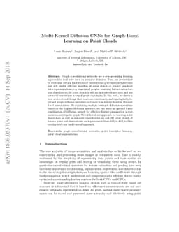 Multi-Kernel Diffusion CNNs for Graph-Based Learning on Point Clouds