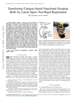 Transferring Category-based Functional Grasping Skills by Latent Space
  Non-Rigid Registration