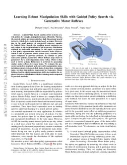Learning Robust Manipulation Skills with Guided Policy Search via
  Generative Motor Reflexes