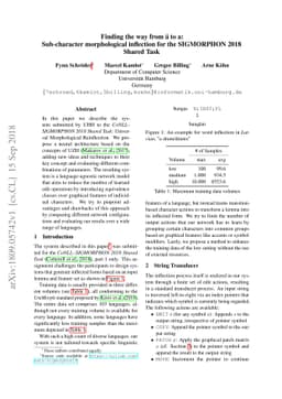 Finding the way from ä to a: Sub-character morphological inflection
  for the SIGMORPHON 2018 Shared Task