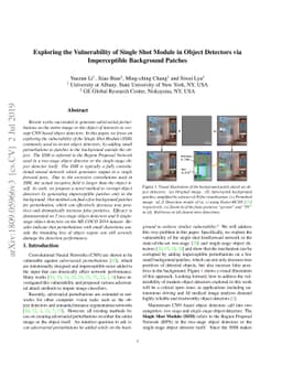 Exploring the Vulnerability of Single Shot Module in Object Detectors
  via Imperceptible Background Patches