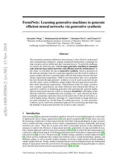 FermiNets: Learning generative machines to generate efficient neural
  networks via generative synthesis