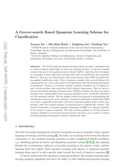 A Grover-search Based Quantum Learning Scheme for Classification