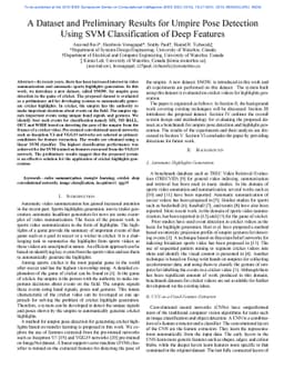 A Dataset and Preliminary Results for Umpire Pose Detection Using SVM
  Classification of Deep Features
