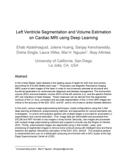 Left Ventricle Segmentation and Volume Estimation on Cardiac MRI using
  Deep Learning