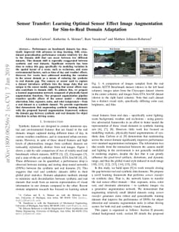 Sensor Transfer: Learning Optimal Sensor Effect Image Augmentation for
  Sim-to-Real Domain Adaptation