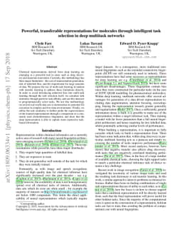 Powerful, transferable representations for molecules through intelligent
  task selection in deep multitask networks