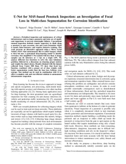 U-Net for MAV-based Penstock Inspection: an Investigation of Focal Loss
  in Multi-class Segmentation for Corrosion Identification