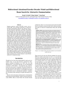 Bidirectional Attentional Encoder-Decoder Model and Bidirectional Beam
  Search for Abstractive Summarization