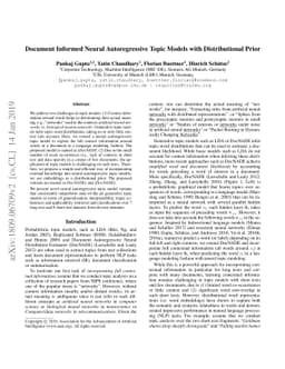 Document Informed Neural Autoregressive Topic Models with Distributional
  Prior