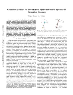 Controller Synthesis for Discrete-time Hybrid Polynomial Systems via
  Occupation Measures