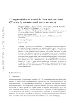 3D segmentation of mandible from multisectional CT scans by
  convolutional neural networks