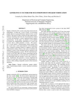 Generative x-vectors for text-independent speaker verification