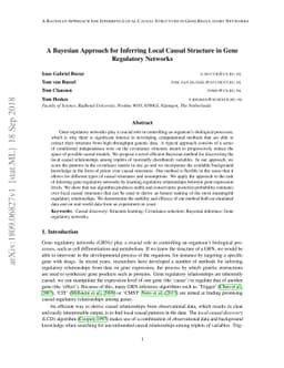 A Bayesian Approach for Inferring Local Causal Structure in Gene
  Regulatory Networks