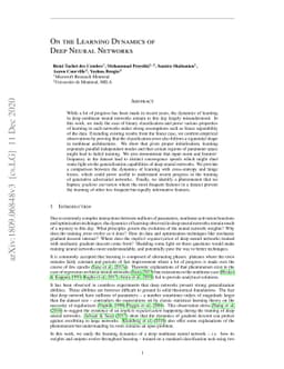 On the Learning Dynamics of Deep Neural Networks