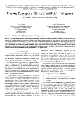 The Key Concepts of Ethics of Artificial Intelligence - A Keyword based
  Systematic Mapping Study
