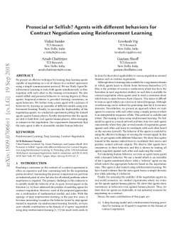 Prosocial or Selfish? Agents with different behaviors for Contract
  Negotiation using Reinforcement Learning