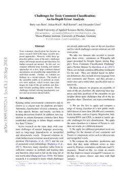 Challenges for Toxic Comment Classification: An In-Depth Error Analysis