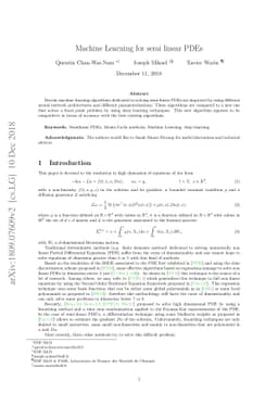 Machine Learning for semi linear PDEs