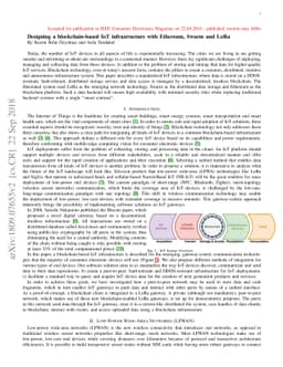 Designing a blockchain-based IoT infrastructure with Ethereum, Swarm and
  LoRa