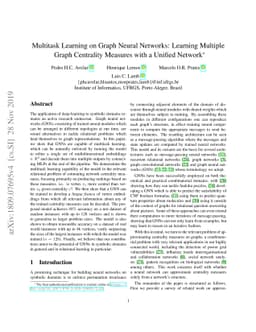 Multitask Learning on Graph Neural Networks: Learning Multiple Graph
  Centrality Measures with a Unified Network
