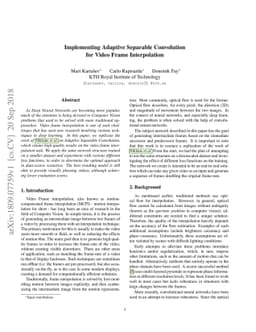 Implementing Adaptive Separable Convolution for Video Frame
  Interpolation