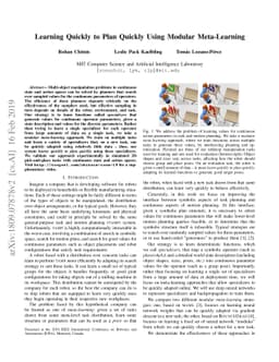 Learning Quickly to Plan Quickly Using Modular Meta-Learning