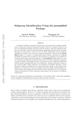 Subgroup Identification Using the personalized Package