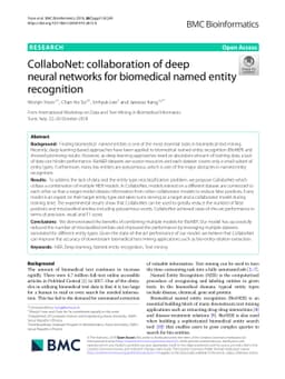 CollaboNet: collaboration of deep neural networks for biomedical named
  entity recognition
