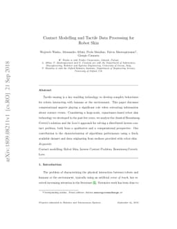 Contact modelling and tactile data processing for robot skin