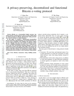 A privacy-preserving, decentralized and functional Bitcoin e-voting
  protocol