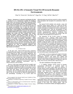 DS-SLAM: A Semantic Visual SLAM towards Dynamic Environments