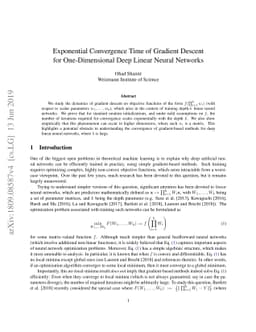 Exponential Convergence Time of Gradient Descent for One-Dimensional
  Deep Linear Neural Networks