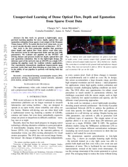 Unsupervised Learning of Dense Optical Flow, Depth and Egomotion from
  Sparse Event Data