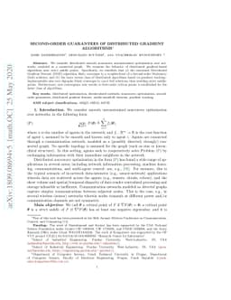 Second-order Guarantees of Distributed Gradient Algorithms