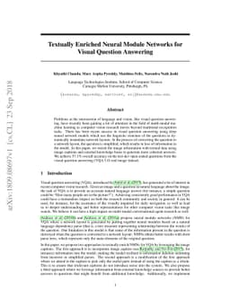 Textually Enriched Neural Module Networks for Visual Question Answering