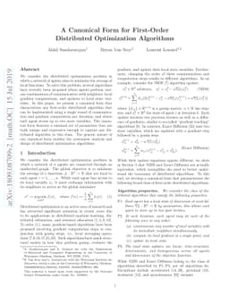A Canonical Form for First-Order Distributed Optimization Algorithms