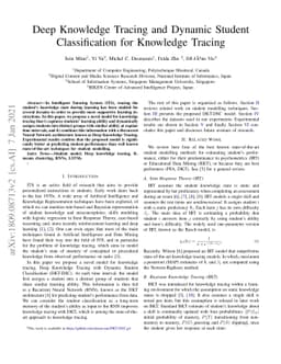 Deep Knowledge Tracing and Dynamic Student Classification for Knowledge
  Tracing
