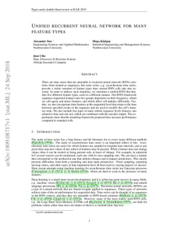 Unified recurrent neural network for many feature types