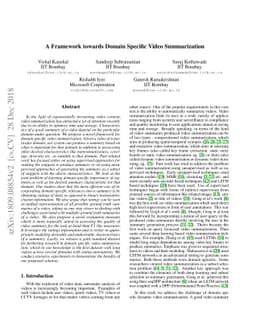 A Framework towards Domain Specific Video Summarization