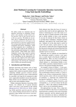Joint Multitask Learning for Community Question Answering Using
  Task-Specific Embeddings