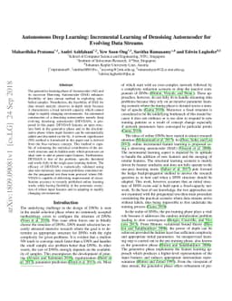 Autonomous Deep Learning: Incremental Learning of Denoising Autoencoder
  for Evolving Data Streams