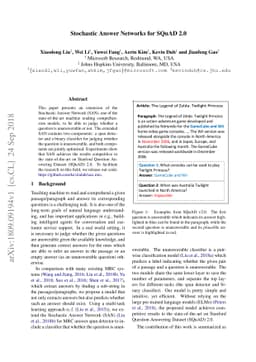 Stochastic Answer Networks for SQuAD 2.0