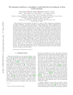 The jamming transition as a paradigm to understand the loss landscape of
  deep neural networks
